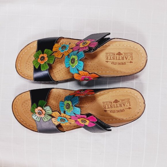 L’Artiste by Spring Step Colorful Floral Leather Sandals NWOT U.S. Size 10.5 - Picture 6 of 10